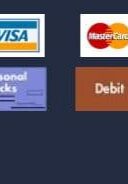 Credit and debit card logos with cash icon
